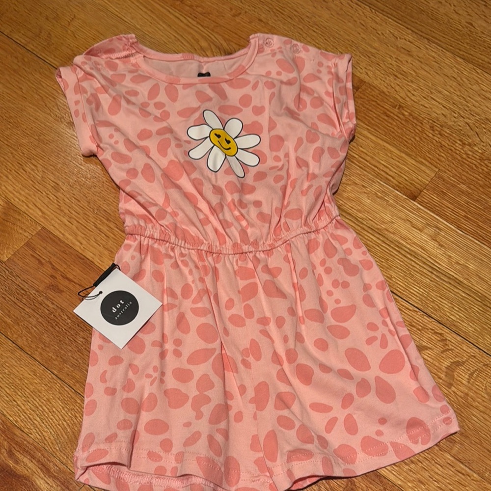 Pink Kids Dress with Daisy Print